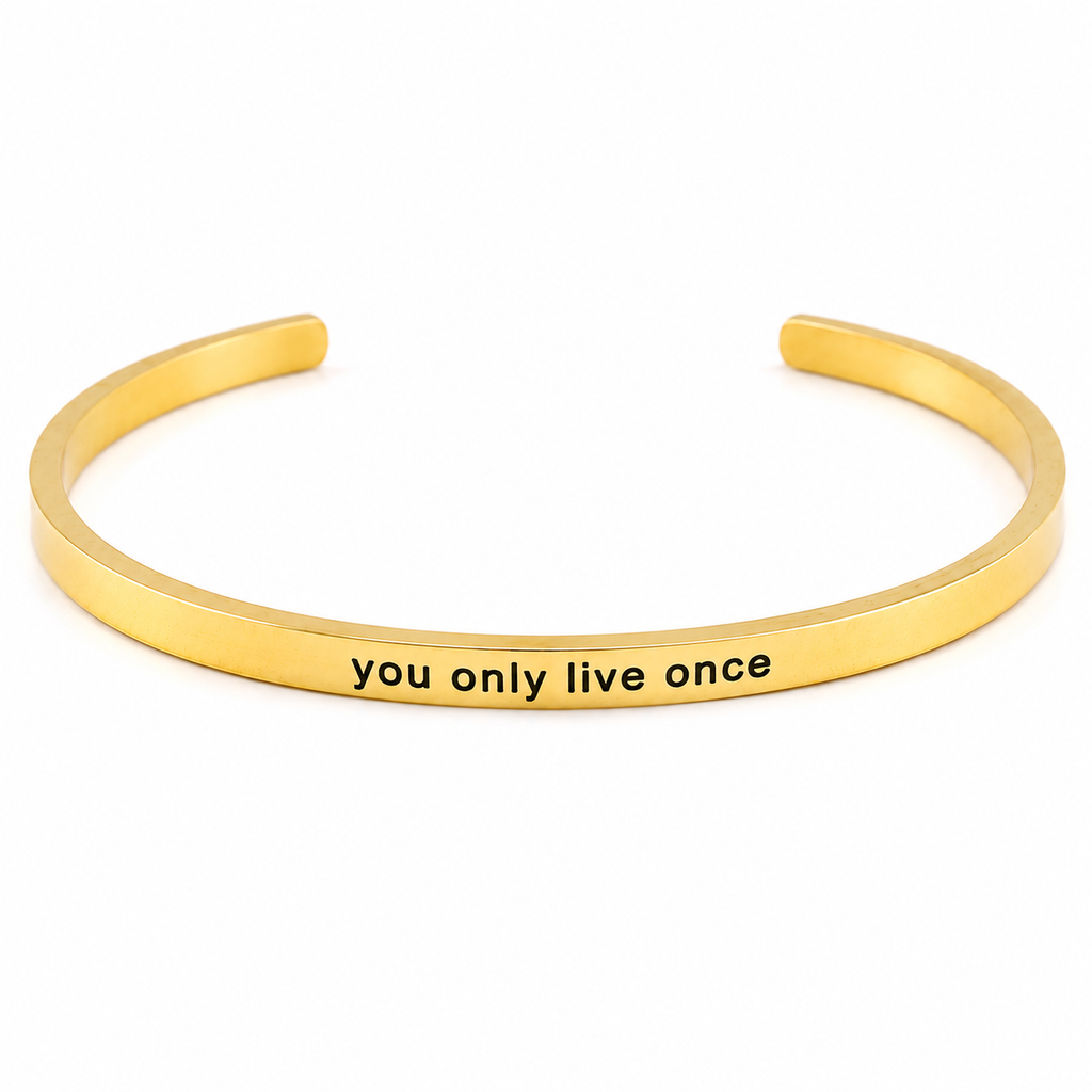 Stainless Steel Cuff Bracelet Gold Engraved Mantra Inspirational Quote Bangle Adjustable Jewelry For Women