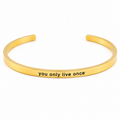 Stainless Steel Cuff Bracelet Gold Engraved Mantra Inspirational Quote Bangle Adjustable Jewelry For Women