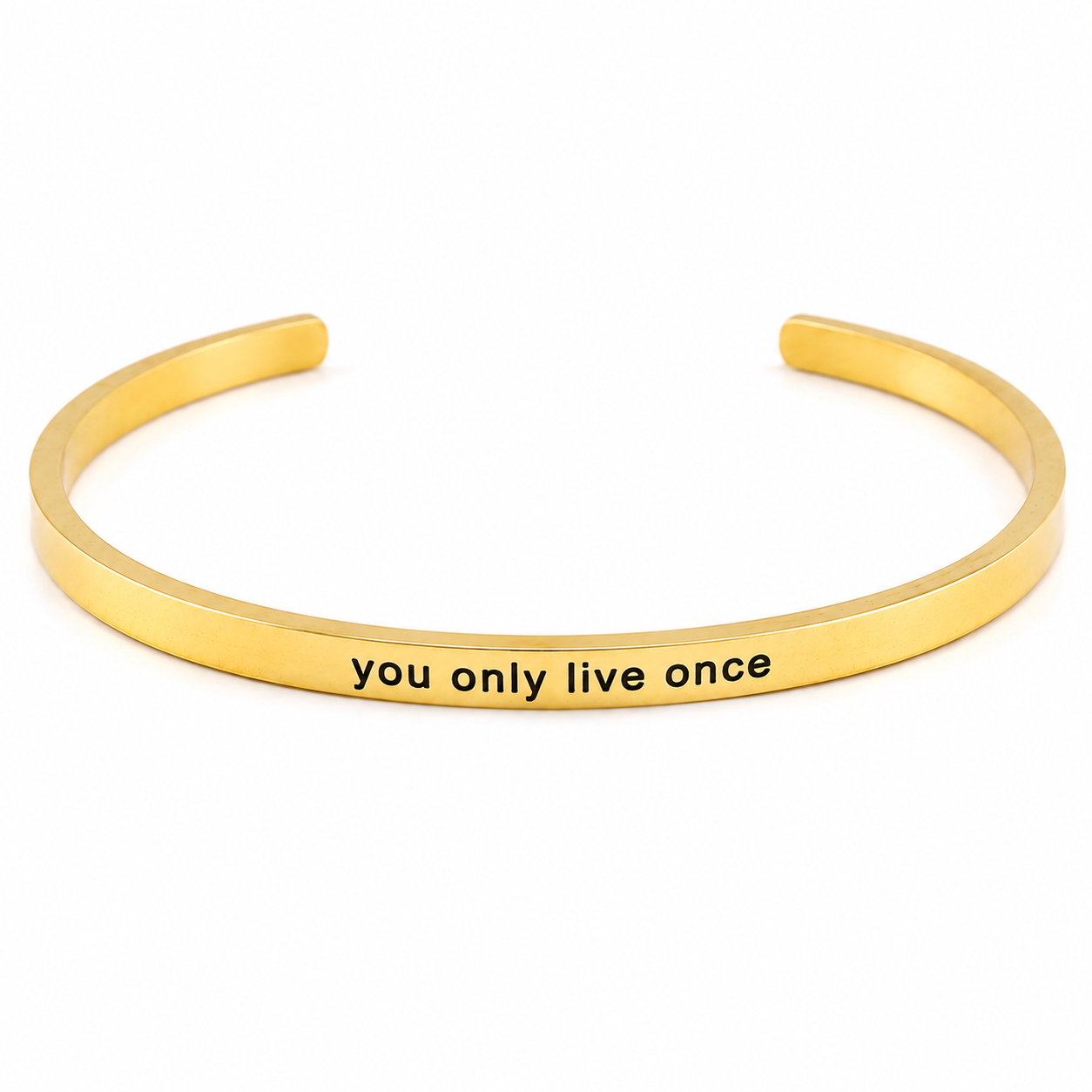Stainless Steel Cuff Bracelet Gold Engraved Mantra Inspirational Quote Bangle Adjustable Jewelry For Women