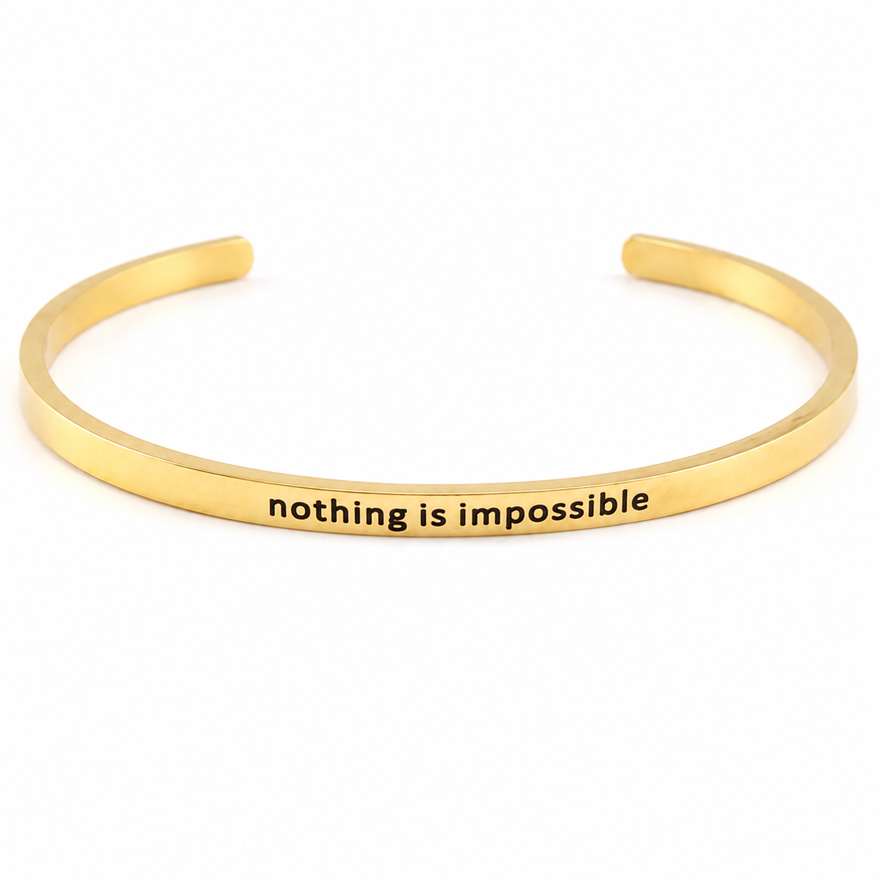 Stainless Steel Cuff Bracelet Gold Engraved Mantra Inspirational Quote Bangle Adjustable Jewelry For Women